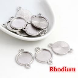 8mm 10 mm 12mm Inner Size Classic 7 Colors Plated One Sided Double Hanging Cabochon Base Setting Charms Pendant