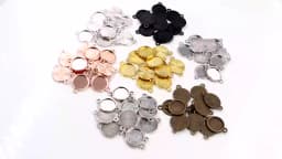 8mm 10 mm 12mm Inner Size Classic 7 Colors Plated One Sided Double Hanging Cabochon Base Setting Charms Pendant