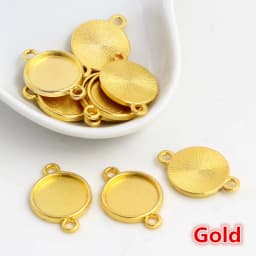 8mm 10 mm 12mm Inner Size Classic 7 Colors Plated One Sided Double Hanging Cabochon Base Setting Charms Pendant