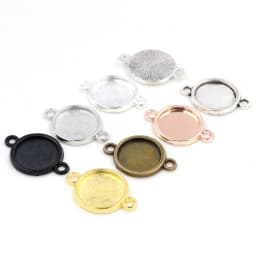 8mm 10 mm 12mm Inner Size Classic 7 Colors Plated One Sided Double Hanging Cabochon Base Setting Charms Pendant