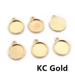8mm 10 mm 12mm Inner Size Classic 7 Colors Plated One Sided Double Hanging Cabochon Base Setting Charms Pendant