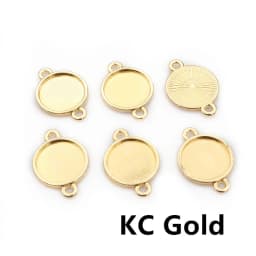 8mm 10 mm 12mm Inner Size Classic 7 Colors Plated One Sided Double Hanging Cabochon Base Setting Charms Pendant