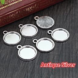 8mm 10 mm 12mm Inner Size Classic 7 Colors Plated One Sided Double Hanging Cabochon Base Setting Charms Pendant