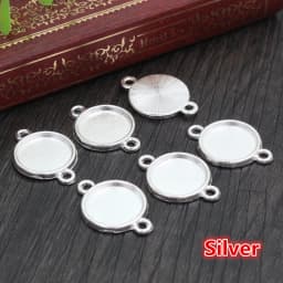 8mm 10 mm 12mm Inner Size Classic 7 Colors Plated One Sided Double Hanging Cabochon Base Setting Charms Pendant