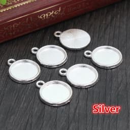 8mm 10 mm 12mm Inner Size Classic 7 Colors Plated One Sided Double Hanging Cabochon Base Setting Charms Pendant