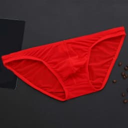 Men's Briefs Soft Breathable Silk Sexy Underwear Men's Hot Hips Up Transparent Jockstrap Sexy Colorful Undies Cueca