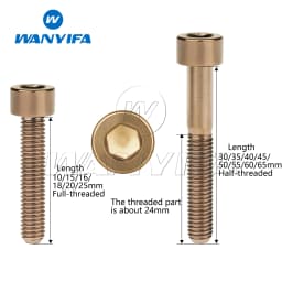 Wanyifa Titanium Ti Bolts M6 x 10 15 16 18 20 25 30 35 40 45 50 55 60 65mm Screw for Bicycle Headset Brake