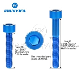 Wanyifa Titanium Ti Bolts M6 x 10 15 16 18 20 25 30 35 40 45 50 55 60 65mm Screw for Bicycle Headset Brake