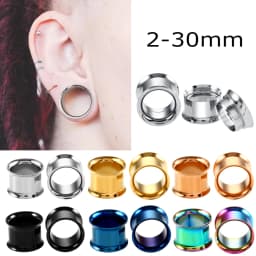 2Pcs/lot 2mm-30mm Stainless Steel Ear Stretcher Expanders Tunnels and Plugs Earrings Screwed Back Ear Dilations Ear Expansions