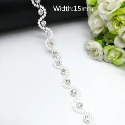 1 yard Rhinestone Chain Pearl Crystal Chain Sew On Trims Wedding Dress Costume Applique #ZL01-25