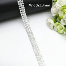 1 yard Rhinestone Chain Pearl Crystal Chain Sew On Trims Wedding Dress Costume Applique #ZL01-25