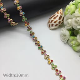 1 yard Rhinestone Chain Pearl Crystal Chain Sew On Trims Wedding Dress Costume Applique #ZL01-25