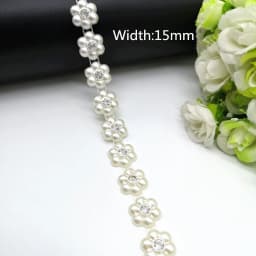 1 yard Rhinestone Chain Pearl Crystal Chain Sew On Trims Wedding Dress Costume Applique #ZL01-25