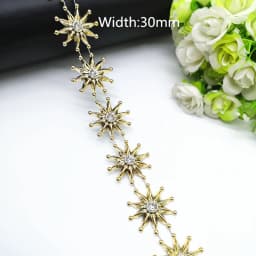 1 yard Rhinestone Chain Pearl Crystal Chain Sew On Trims Wedding Dress Costume Applique #ZL01-25