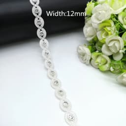 1 yard Rhinestone Chain Pearl Crystal Chain Sew On Trims Wedding Dress Costume Applique #ZL01-25