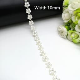 1 yard Rhinestone Chain Pearl Crystal Chain Sew On Trims Wedding Dress Costume Applique #ZL01-25
