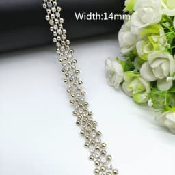 1 yard Rhinestone Chain Pearl Crystal Chain Sew On Trims Wedding Dress Costume Applique #ZL01-25