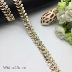 1 yard Rhinestone Chain Pearl Crystal Chain Sew On Trims Wedding Dress Costume Applique #ZL01-25