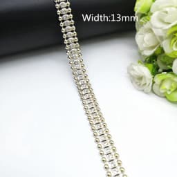 1 yard Rhinestone Chain Pearl Crystal Chain Sew On Trims Wedding Dress Costume Applique #ZL01-25