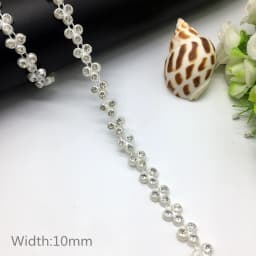1 yard Rhinestone Chain Pearl Crystal Chain Sew On Trims Wedding Dress Costume Applique #ZL01-25