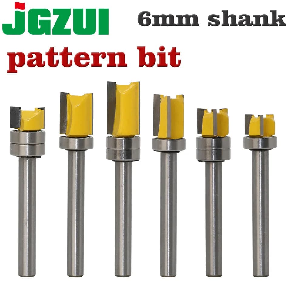 1PC 6mm Shank Template Trim Hinge Mortising Router Bit Straight End Mill Trimmer Cleaning Flush Trim Tenon Cutter for Woodworkin