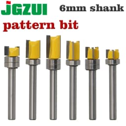 1PC 6mm Shank Template Trim Hinge Mortising Router Bit Straight End Mill Trimmer Cleaning Flush Trim Tenon Cutter for Woodworkin