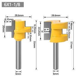 2pcs Mini Tongue & Groove Router Bit Set - 1/4' Shank Line Knife Woodworking Tenon Cutter for Woodworking Tools