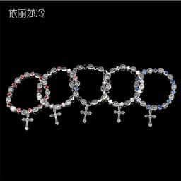 Jesus Cross Rosary Bracelet, Jesus Cross Handmade Bead Chain Rose, Sacred Heart Compassion Rosary Rosary Bracelet Gift