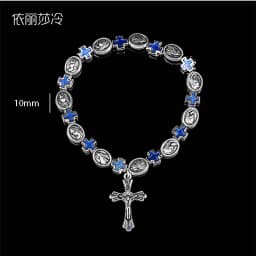 Jesus Cross Rosary Bracelet, Jesus Cross Handmade Bead Chain Rose, Sacred Heart Compassion Rosary Rosary Bracelet Gift