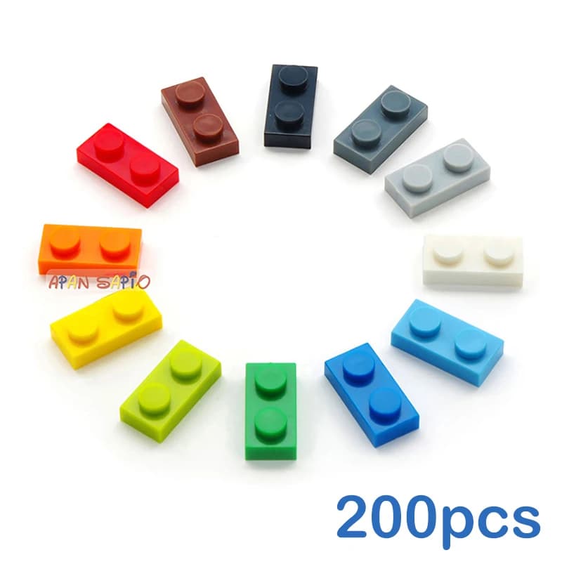 50/200/1000pcs DIY Building Blocks Bricks Thin 1x2Dots Figures Educational Creative Size Compatible With 3023 Toys for Children