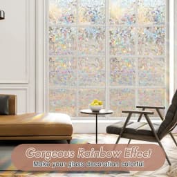 Window Privacy Film Rainbow Static Cling Stained Glass Film Window Covering Sticker Non-Adhesive Removable Reflective for Home