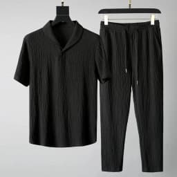 (Shirt + trousers)2026 summer men fashion classic shirt men's business casual fashion shirts men A set of clothes size M-4XL