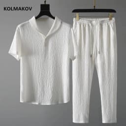 (Shirt + trousers)2026 summer men fashion classic shirt men's business casual fashion shirts men A set of clothes size M-4XL