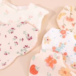 5pcs Korean Style Newborn Baby Cotton Bibs Floral Pastoral Type Baby Burp Bandana Scarf Boys Girls Cloths Saliva Towel