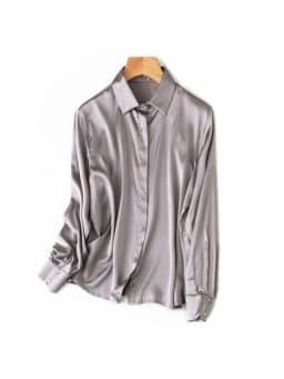 SuyaDream Woman Solid Shirts 93%Real Silk 7%Spandex Long Sleeves Chic Blouses, 2025 Spring Autumn Office Lady Top