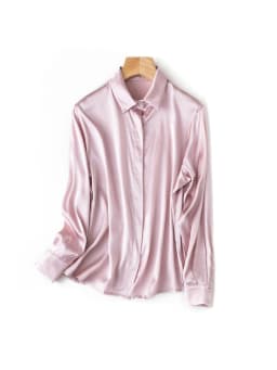 SuyaDream Woman Solid Shirts 93%Real Silk 7%Spandex Long Sleeves Chic Blouses, 2025 Spring Autumn Office Lady Top