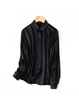 SuyaDream Woman Solid Shirts 93%Real Silk 7%Spandex Long Sleeves Chic Blouses, 2025 Spring Autumn Office Lady Top