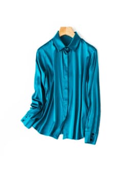 SuyaDream Woman Solid Shirts 93%Real Silk 7%Spandex Long Sleeves Chic Blouses, 2025 Spring Autumn Office Lady Top