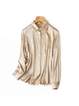 SuyaDream Woman Solid Shirts 93%Real Silk 7%Spandex Long Sleeves Chic Blouses, 2025 Spring Autumn Office Lady Top