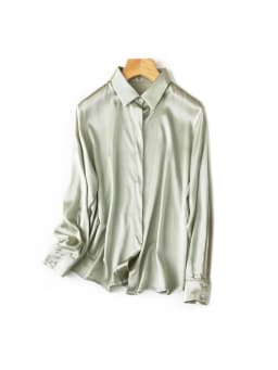 SuyaDream Woman Solid Shirts 93%Real Silk 7%Spandex Long Sleeves Chic Blouses, 2025 Spring Autumn Office Lady Top