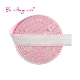 BRISTLEGRASS 2 5 10 Yard 5/8" 15mm Silver Glitter FOE Fold Over Elastics Spandex Bands Tapes Hair Tie Headband Dress Sewing Trim