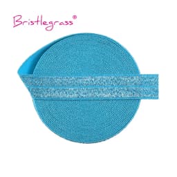 BRISTLEGRASS 2 5 10 Yard 5/8" 15mm Silver Glitter FOE Fold Over Elastics Spandex Bands Tapes Hair Tie Headband Dress Sewing Trim