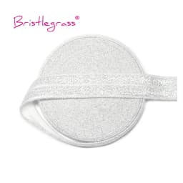 BRISTLEGRASS 2 5 10 Yard 5/8" 15mm Silver Glitter FOE Fold Over Elastics Spandex Bands Tapes Hair Tie Headband Dress Sewing Trim