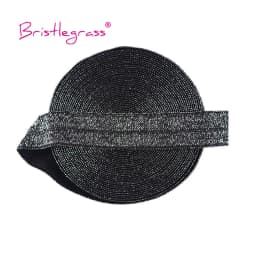 BRISTLEGRASS 2 5 10 Yard 5/8" 15mm Silver Glitter FOE Fold Over Elastics Spandex Bands Tapes Hair Tie Headband Dress Sewing Trim