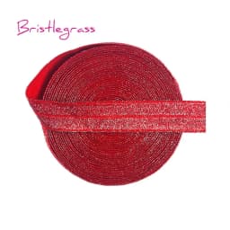 BRISTLEGRASS 2 5 10 Yard 5/8" 15mm Silver Glitter FOE Fold Over Elastics Spandex Bands Tapes Hair Tie Headband Dress Sewing Trim