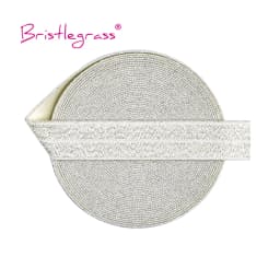 BRISTLEGRASS 2 5 10 Yard 5/8" 15mm Silver Glitter FOE Fold Over Elastics Spandex Bands Tapes Hair Tie Headband Dress Sewing Trim