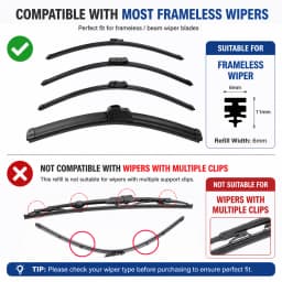 2Pcs/lot Universal AAA-Grade Auto Vehicle Insert Soft Rubber Strip Refill For Frameless Wiper Blades 6mm 26" 24" Car Accessories