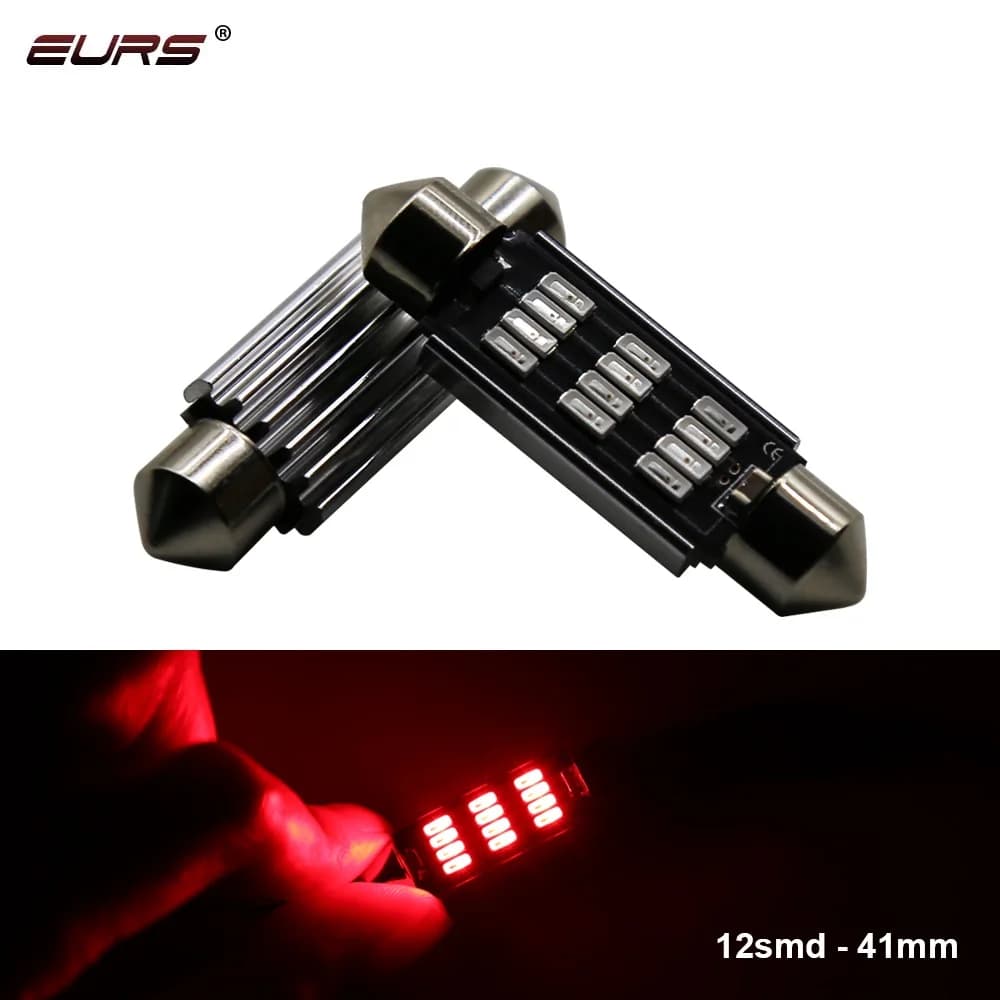 EURS 31MM 36mm 39mm 41mm Dome Light 12SMD 4014 SMD CANBUS Error Free Car Interior Bulb License Plate Lamp white red blue 12V 24V