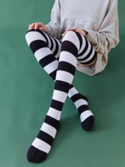 Women Girls Over Knee Long Stripe Thigh High Striped Cotton Socks 22 Colors Sweet Cute Plus Size Overknee Socks
