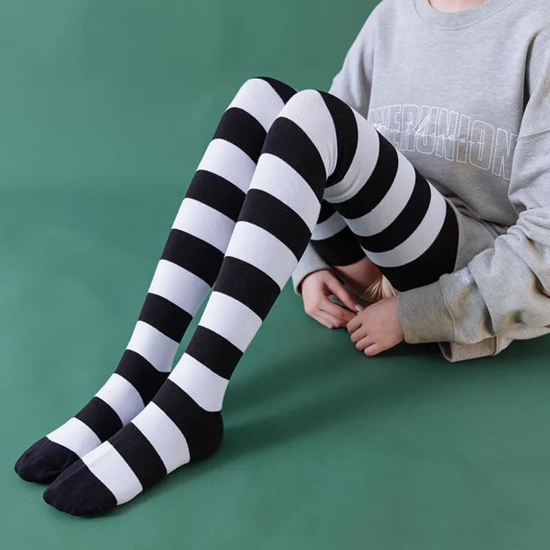 Women Girls Over Knee Long Stripe Thigh High Striped Cotton Socks 22 Colors Sweet Cute Plus Size Overknee Socks